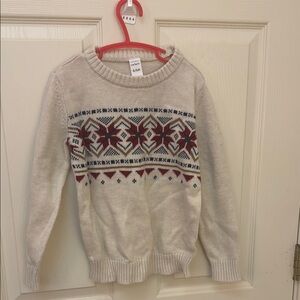 Carter's Cream and Red Crew Neck Sweater with Nordic Pattern